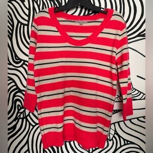 GAP Hot Pink White Navy Striped Women's Sweater small